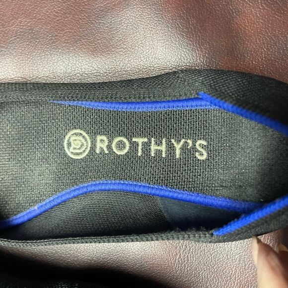 Rothy’s The Point black with blue trim flats, size 9.5 - Picture 3 of 10